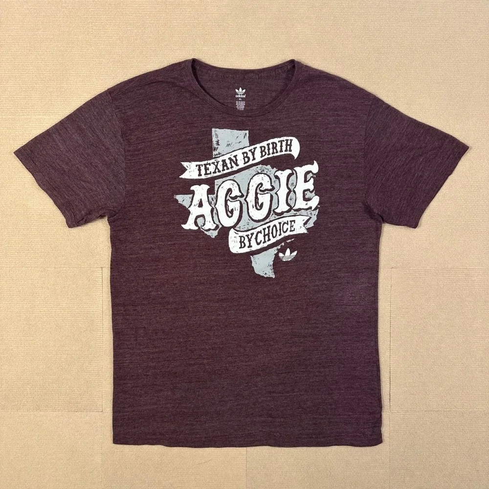 Adidas Texas A&M T-Shirt Mens XL Maroon Trefoil Aggies Graphic Tri-Blend Tee